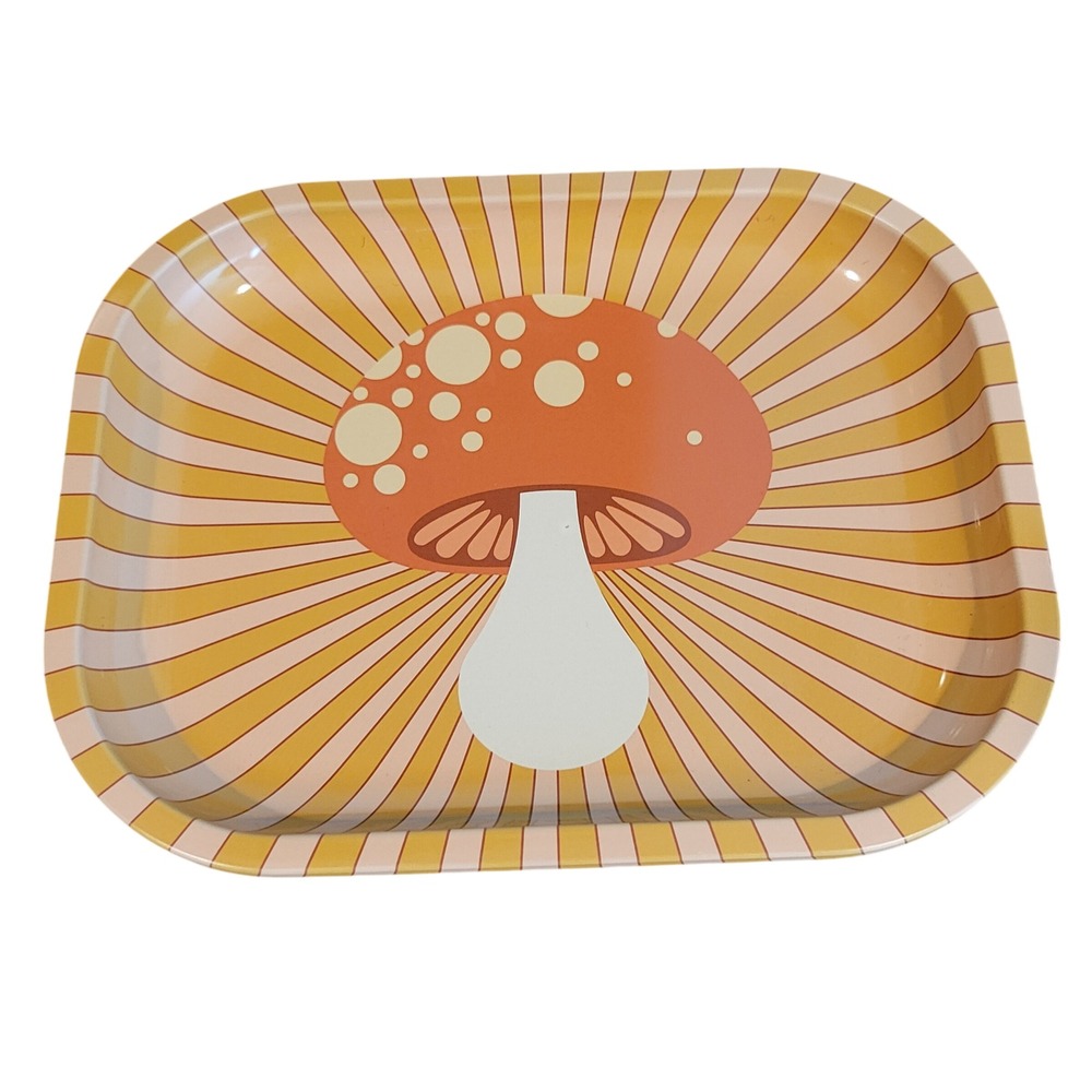 Retro Mushroom‎ Rolled Edge Decorative Novelty Metal Serving Jewelry Tray 5x7